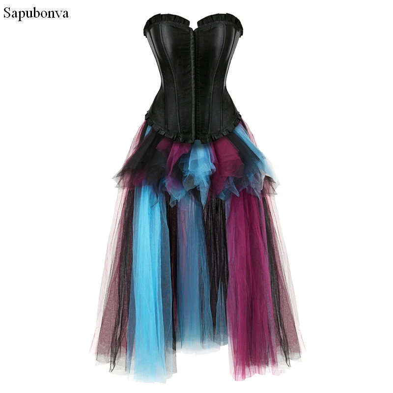 

Sapubonva women's sexy corset dress costume victorian corset gowns corsets bustiers long skirt set party plus size vintage style