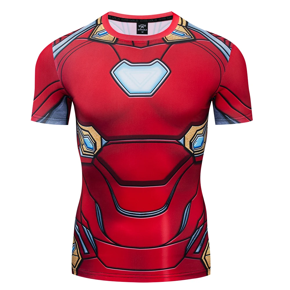 

Men's T-shirt 3D Printing t shirt Superhero Iron man Tee Tights Compression Short Sleeve
