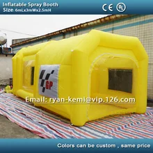 До двери 6mLx3mWx2. 5mH желтый надувная аэрозольная камера палатка для автомобиля краски надувной домик со съемными фильтрами
