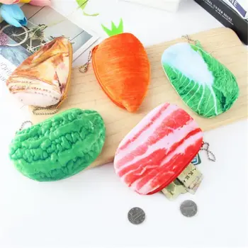 

Cartoon Vegetables Fruit Plush Pocket Coin Bag Purse Small Cute Credit Card Holder hook Key Money Bags For Ladies Zipper
