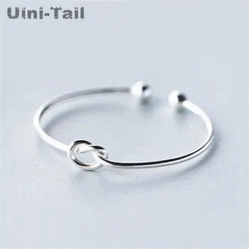 Hot 925 Sterling Silver Jewelry Simple heart-shaped Knot Slender Opening Female High-quality Popular Personality Bracelet
