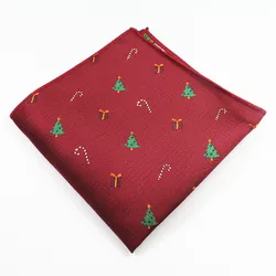 RBOCOTT Men's Novelty Christmas Pocket Squares Red Green Black Blue Colors Handkerchiefs 22cm*22cm Hanky For Men Business Party
