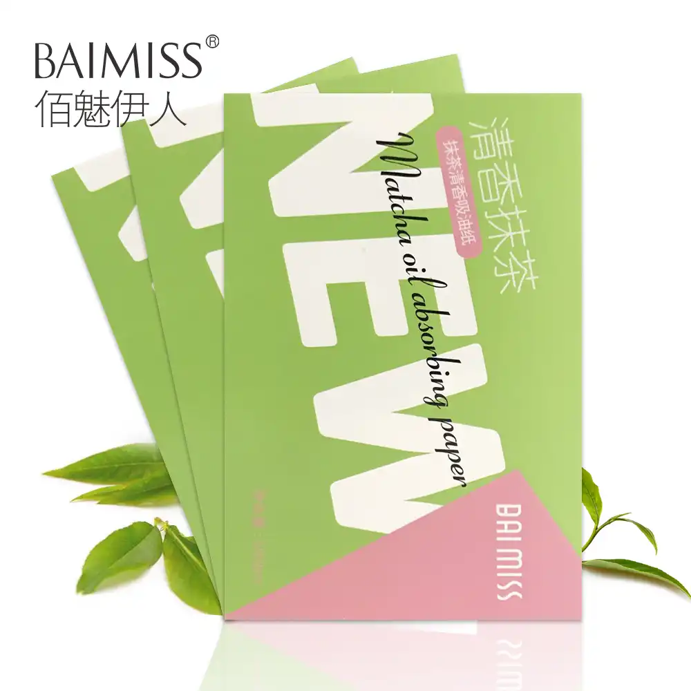 Абсорбирующая бумага для лица BAIMISS Matcha, очищающее средство для лица, средство для удаления черных точек, средство для лечения акне, косметические средства для лица, 3 шт. - изображение