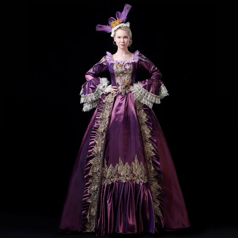 Фиолетовое французское платье Marie Antoinette в стиле рококо 18 го века готическое