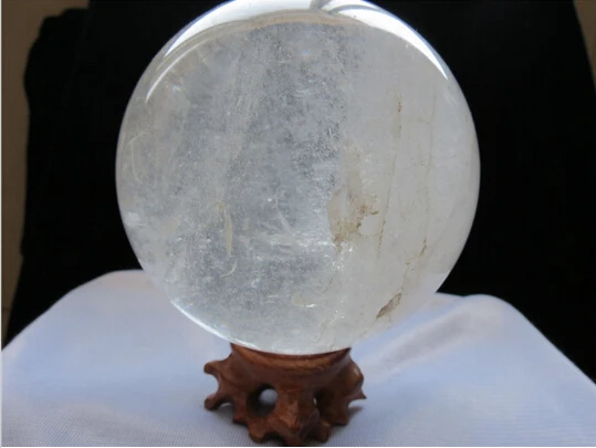 

A 422 99mm natural transparent quartz crystal sphere ball heal stand (0601)