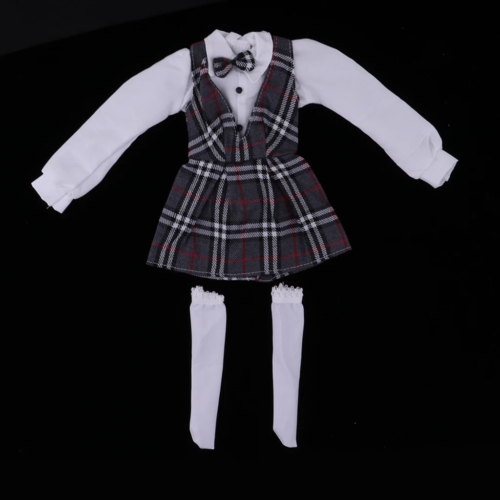 

1/3 BJD SD Dolls School Uniform Suit - Plaid Strap Dress Shirt Stocking Japanese College Style Uniform For Night Lolita Doll