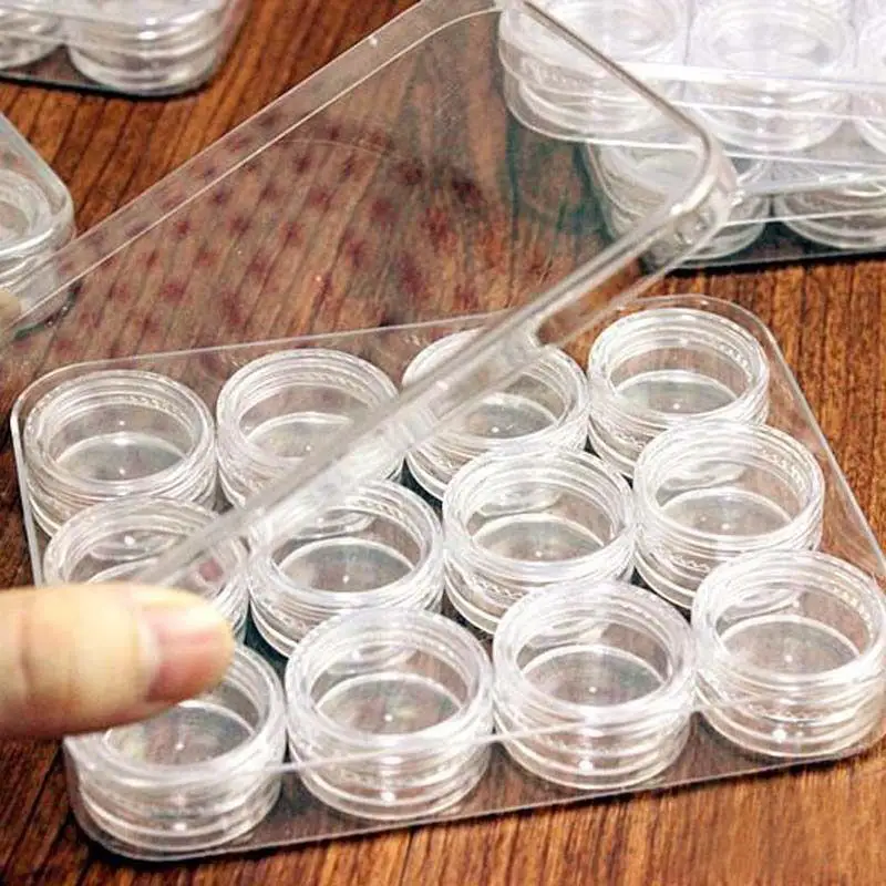 

12Grids Clear Contact Lens Case Contact Holder Storage Boxes 12 X 9X 1.9 cm Bottle Plastic Transparent Contact Lens Cases