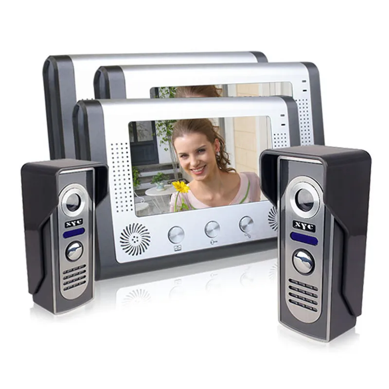 7 inch LCD Home Security Video Door Phone Kit 2 Cameras 3