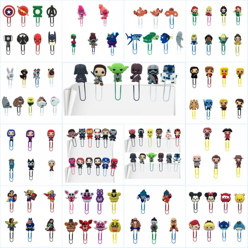 

50pcs Incredibles Avenger Game of Thrones Trolls Cute Cartoon Bookmarks for Kids Paper Clip School Office Stationery Party Gift