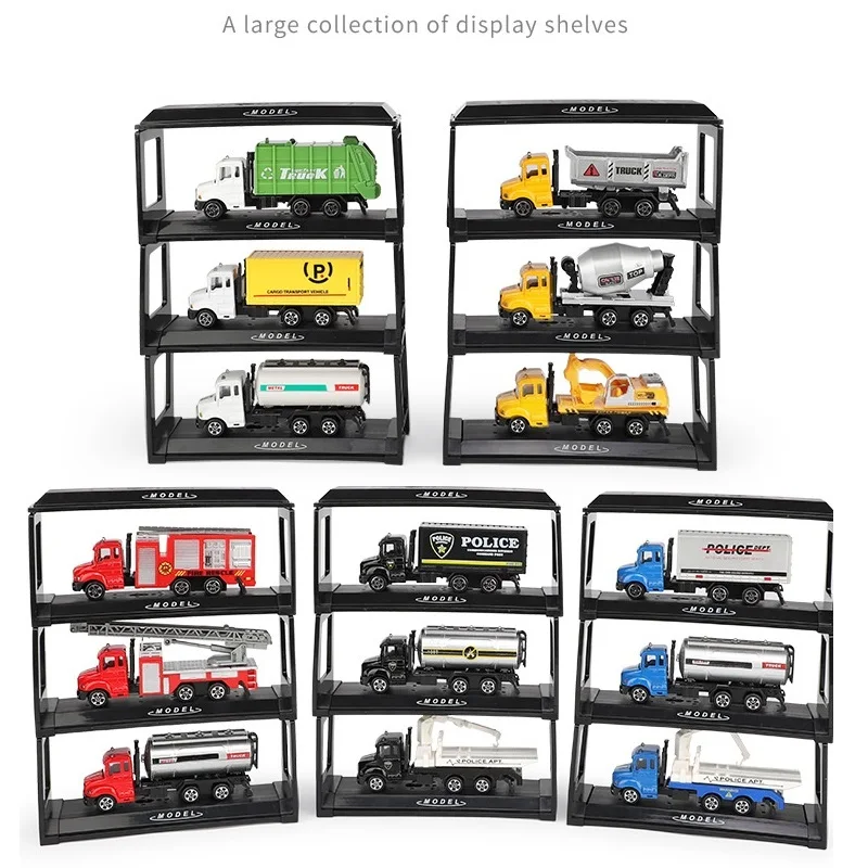 

FANJAZZ 1:64 alloy engineering vehicles,Engineering handling truck,Police gas car ,Swat trailer,children's educational toys