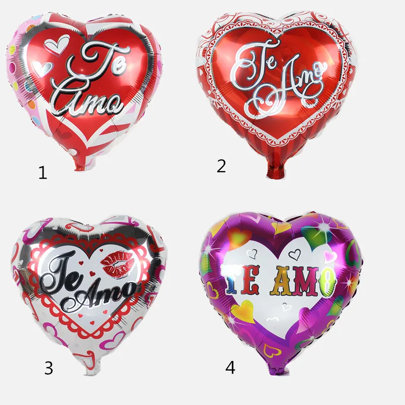 

10pcs 18inch baloes Spanish i love you TE AMO balloons heart foil ballon for valentine's day wedding decoration Party Supplies