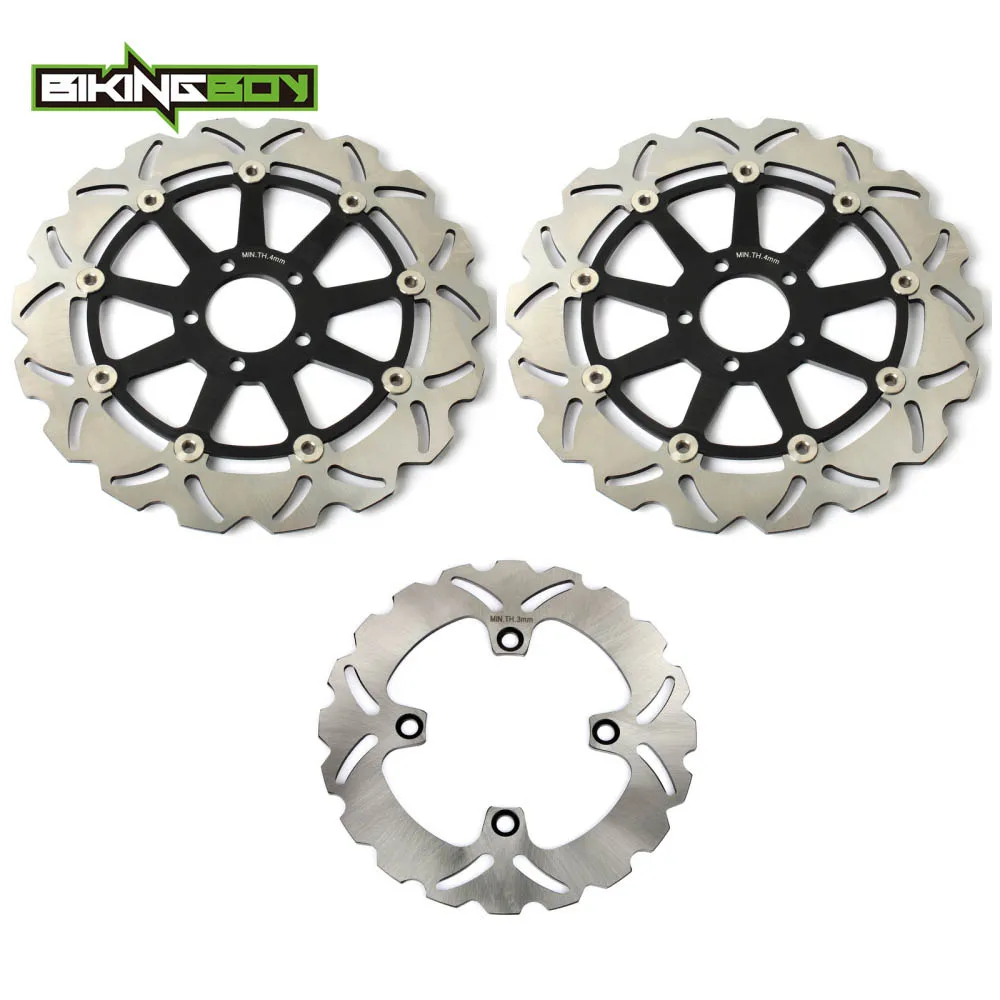 BIKINGBOY for Kawasaki ZX12R NINJA 00 01 02 03 ZX-12R ZX12-R Front Rear Brake Discs Rotors Disks Wave Round Black Gold Motor Set |