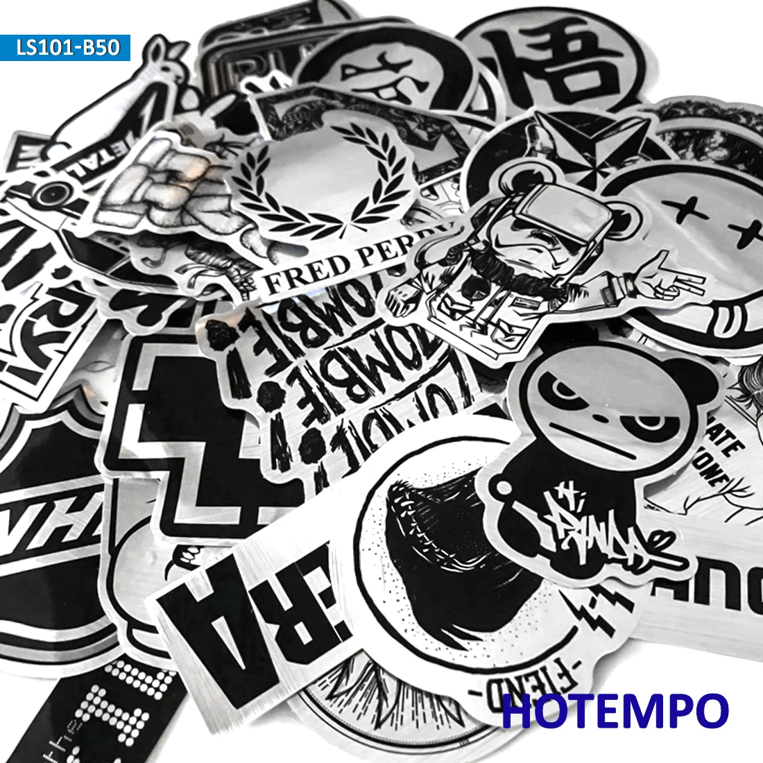 50pcs Cool Imitation Metal Cartoon Image Stickers for Mobile Phone Laptop Luggage Skateboard Guitar Case Moto Car Decal Stickers 50pcs Cool Imitation Metal Cartoon Image Stickers for Mobile Phone Laptop Luggage Skateboard Guitar Case Moto Car Decal Stickers