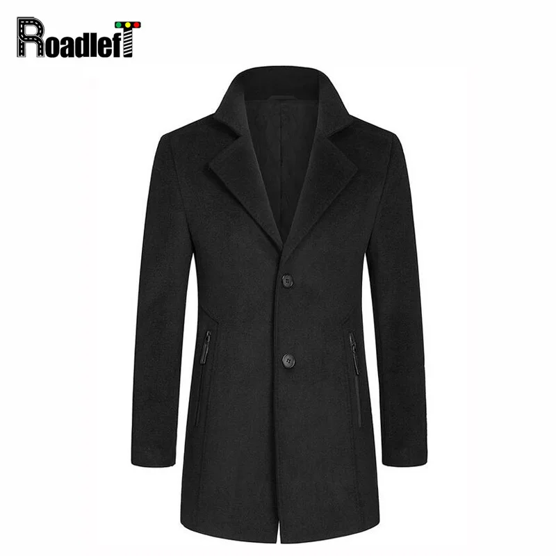 Men's Slim Fit Wool Coats & Jackets Winter Cashmere Men Wine Red Long