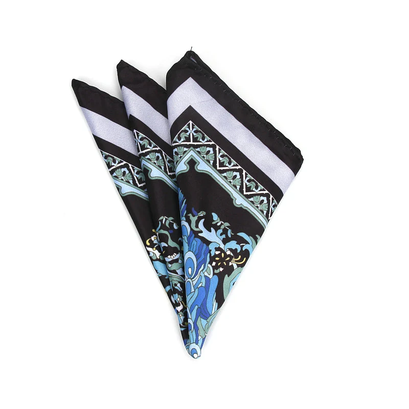Men's Brand Handkerchief Vintage Birds Pocket Square Soft Hankies Wedding Party Business Artificial Silk Chest Towel Gift Pocket Square Mini Handkerchief