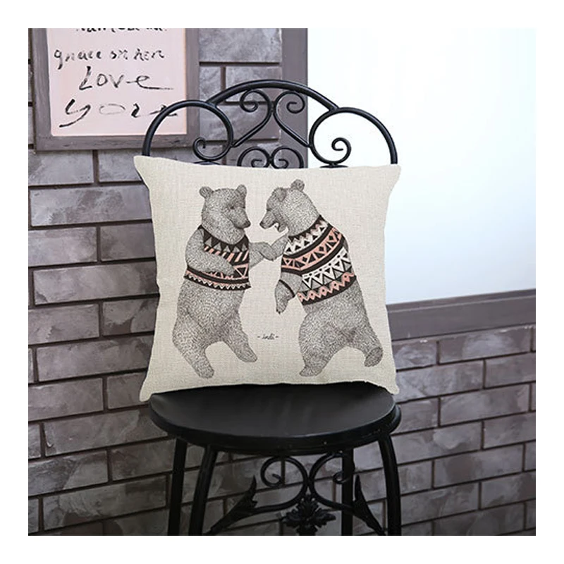 مرسومة باليد الحيوانات الدب الغزلان القط غطاء وسادة المنزل كسوة وسائد للزينة 45x45 مكتب سيارة ديكور للكنبة مرسومة باليد الحيوانات الدب الغزلان القط غطاء وسادة المنزل كسوة وسائد للزينة 45x45 مكتب سيارة ديكور للكنبة