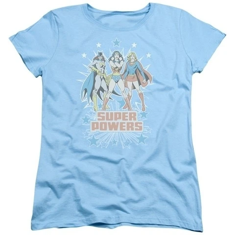 Trevco Dc-Super Powers X3 - Short Sleeve Womens Tee - Light Blue Small (1)