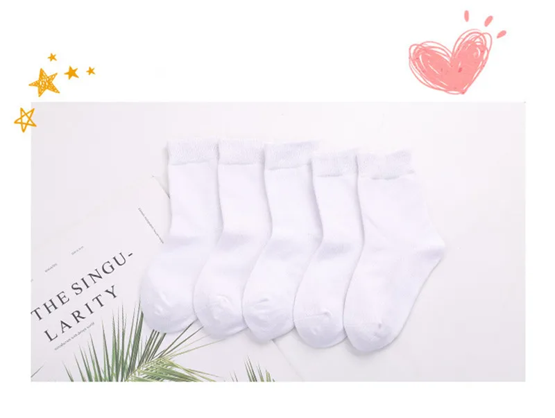 5 пар/лот, детские носки белого цвета для мальчиков и девочек, мягкие хлопковые детские носки свободные удобные носки для малышей, черные, белые, серые