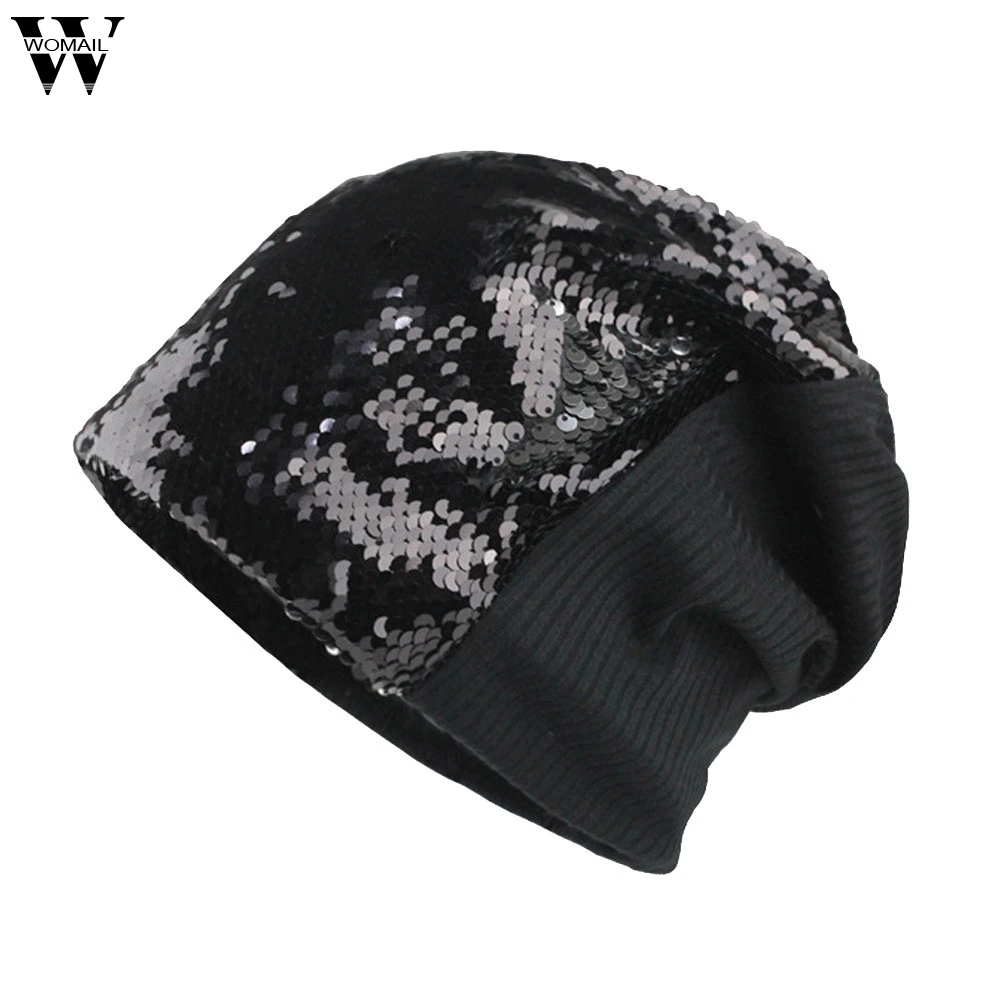 

New Hat 1PC Fashion Sequined Knit Hat Fashion Warm Earmuffs Sun Hat Sunscreen Dust Cap Hats 2018 Nov1
