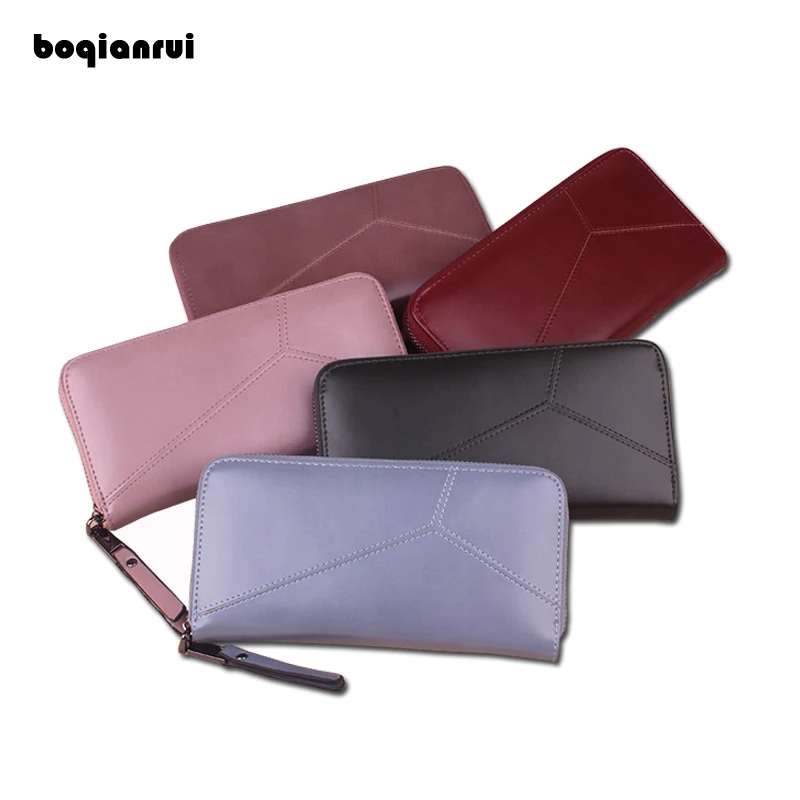 BOQIANRUI 2018 Woman Wallet PU Female Long Zipper Wallets Ladies Fashion Coin Purse Solid Women Purses Handbags | Багаж и сумки