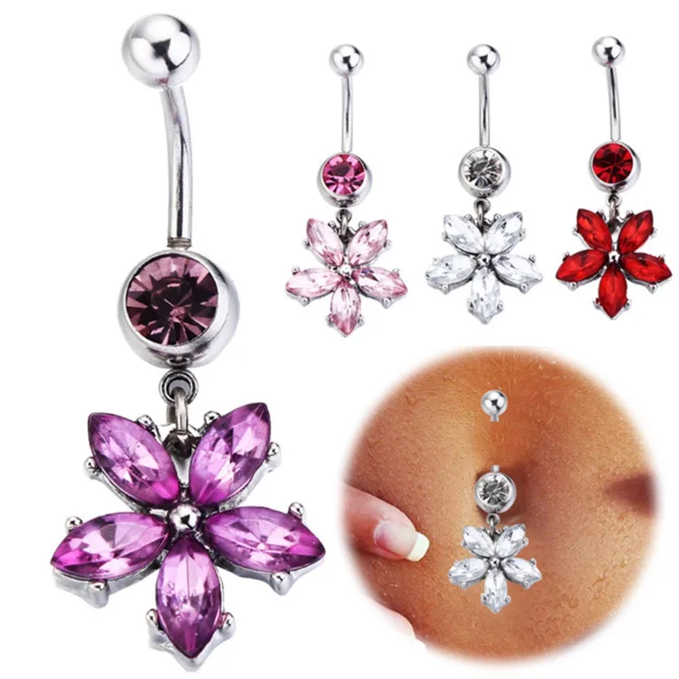 Europe and the United States navel ring hot style flower petals navel