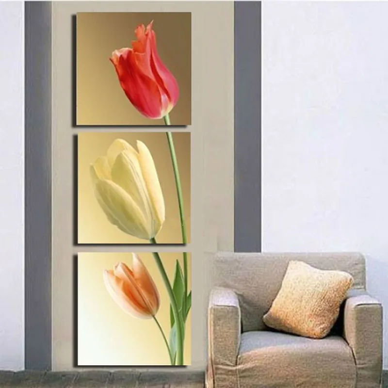 

Hand-painted Colorful Lily Flower Oil Painting on Canvas 3 Panel Pictures Modern Home Decor Wall Art Acrylic Floral Paintings