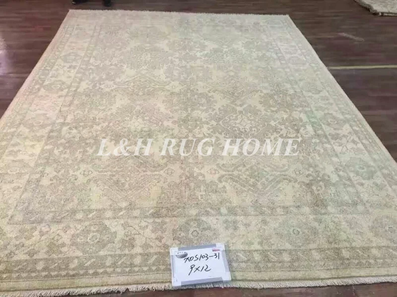 

Free shipping 9'X12' 70Lines Hand-knotted Wool Oriental oushak carpet handmade antique oushak rug