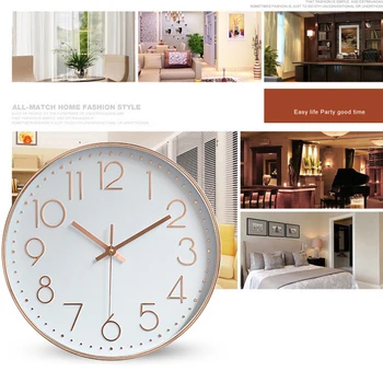 

Digital Clock Rose Gold 12inch Home Decoration Hotel Bedroom Livingroom Fashion Quartz 3D Office Ornament Silent Cute room decor