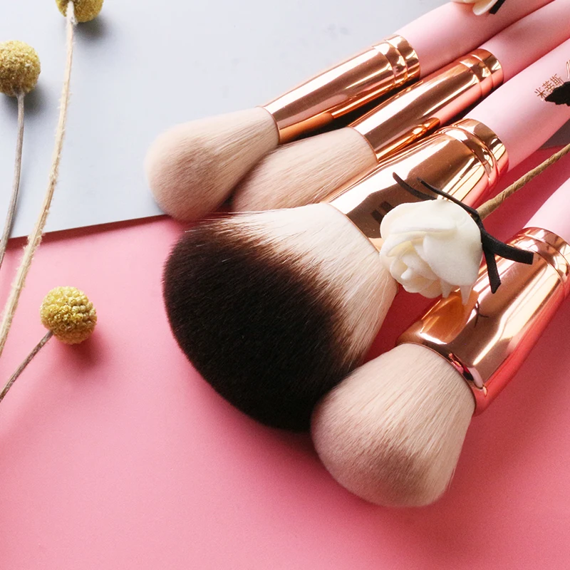 Профессиональные 12 шт. набор розовых кистей для макияжа с золотым кожаным мешочком высококачественные инструменты для макияжа кисть для макияжа глаз
