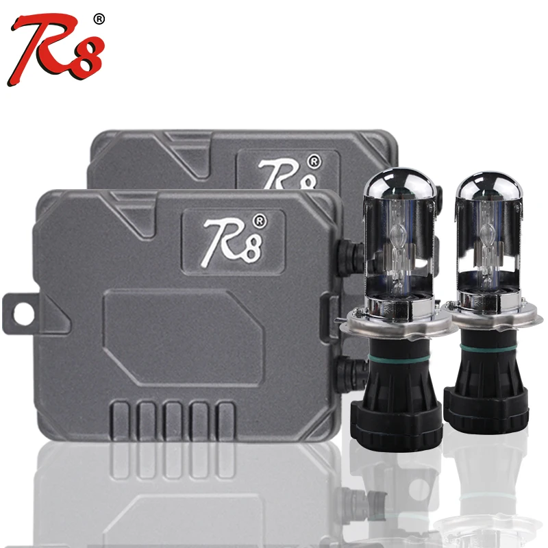 

R8 Factory Fast Bright HID Xenon Kits Bi-xenon H4 H13 9004 9007 Hi/Lo Beam Xenon Bulbs 4300K 6000K 8000K 55W with Realy Harness