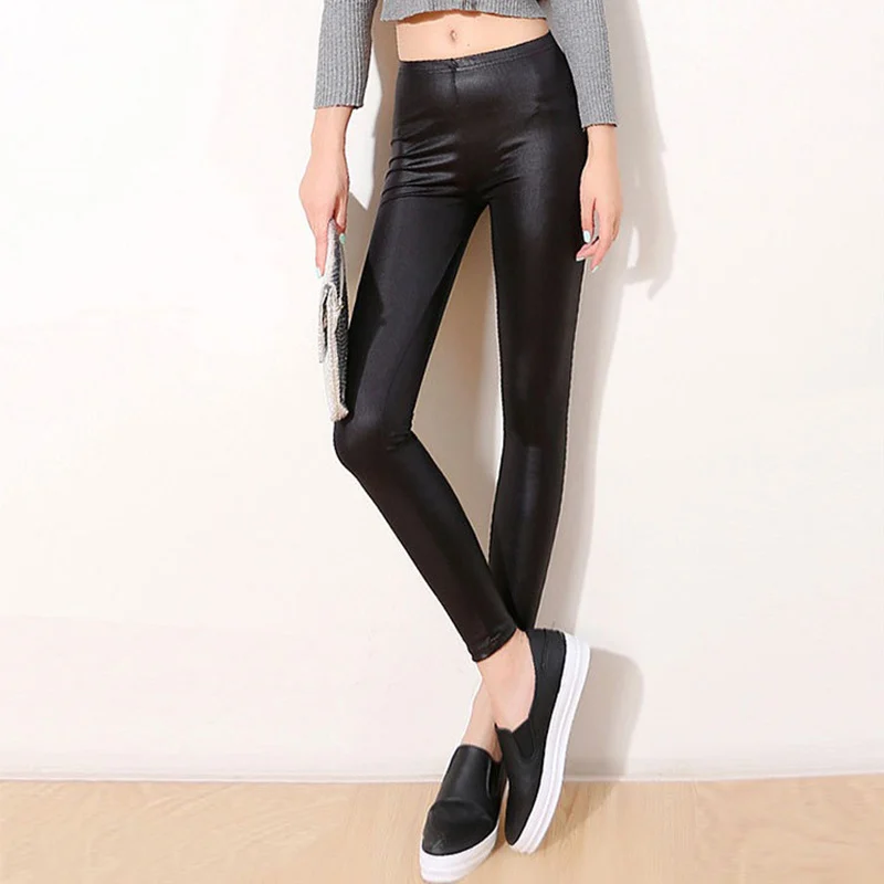 

Women Hot Sexy Black Wet Look Faux Leather Leggings Slim Shiny Pants best selling #C