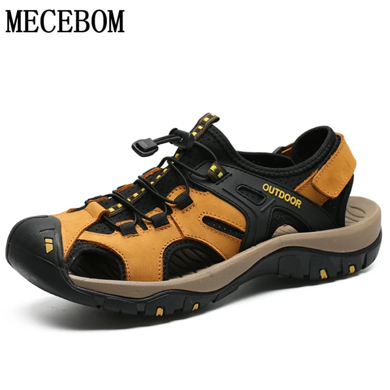 2019 New Mens Summer Sandals Genuine Leather Casual Shoes For Male Plus Size 45 Men Beach Zapatillas Hombre 7239M huismerk kopen in de aanbieding