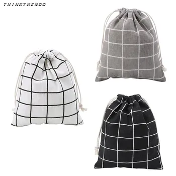 

THINKTHENDO Girls Casual Travel Plaid Printing Women Makeup Cosmetics Bag Drawstring Pouch Fashion Storage Case Toiletry Bag New