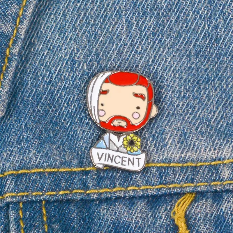 

Creative Badge Figure Rock Vincent Human US Famous Artist Fashion Badge Backpack Clothes Brooch Pins Icons Casual Jean