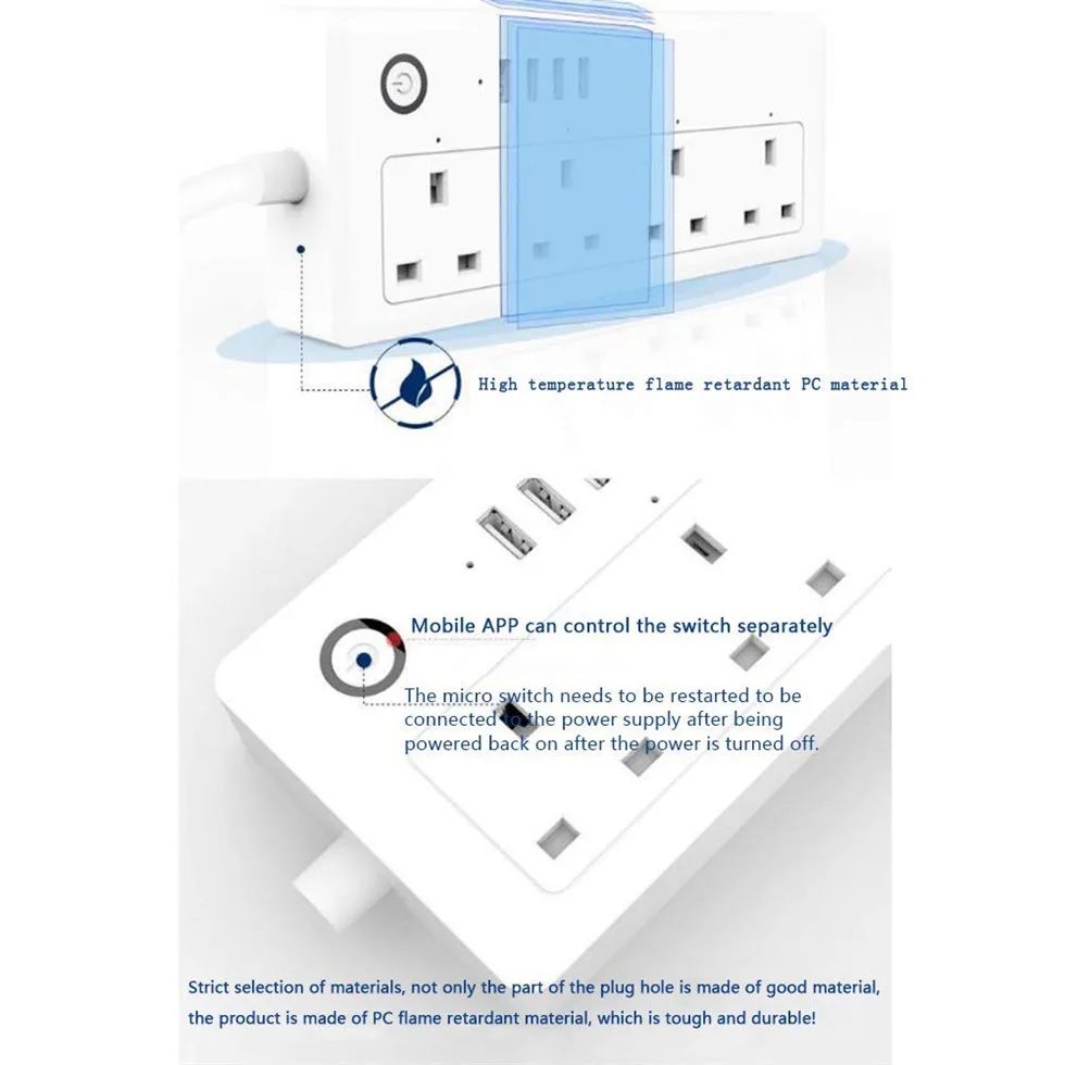 PLYMOTON Smart Wi Fi Великобритании розетки с USB стабилизатор напряжения дистанционное управление совместимость Amazon Alexa Google дома
