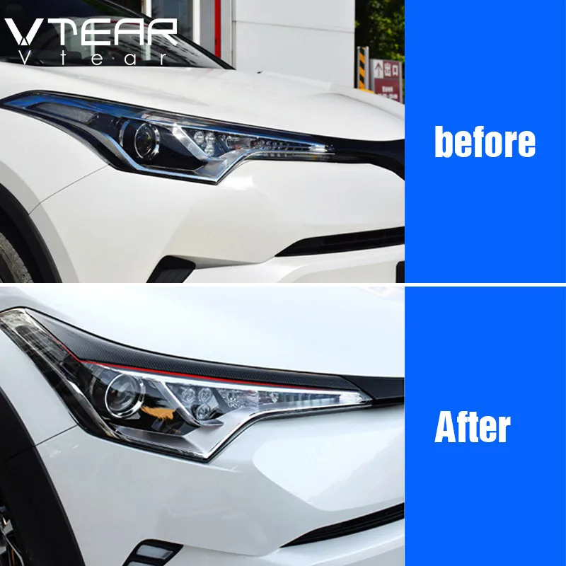 Vtear для Toyota C HR CHR ABS автомобильный светильник s Рамка крышка бровей хромированная