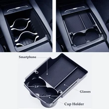 Для Tesla модель S/X центр Органайзер лоток консоль подлокотник ящик для хранения и подстаканники \ \ тарелка контейнер для принадлежностей