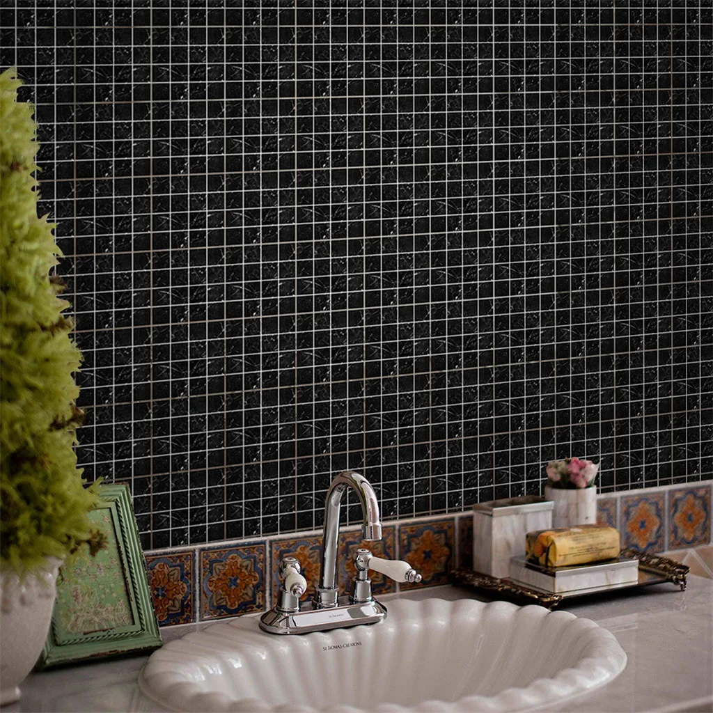

KAKUDER 2019 New DIY 3D Mosaic Self Adhesive Wall Tile Decal Sticker Vinyl Home Kitchen Bathroom Decoration dropshipping 19514W
