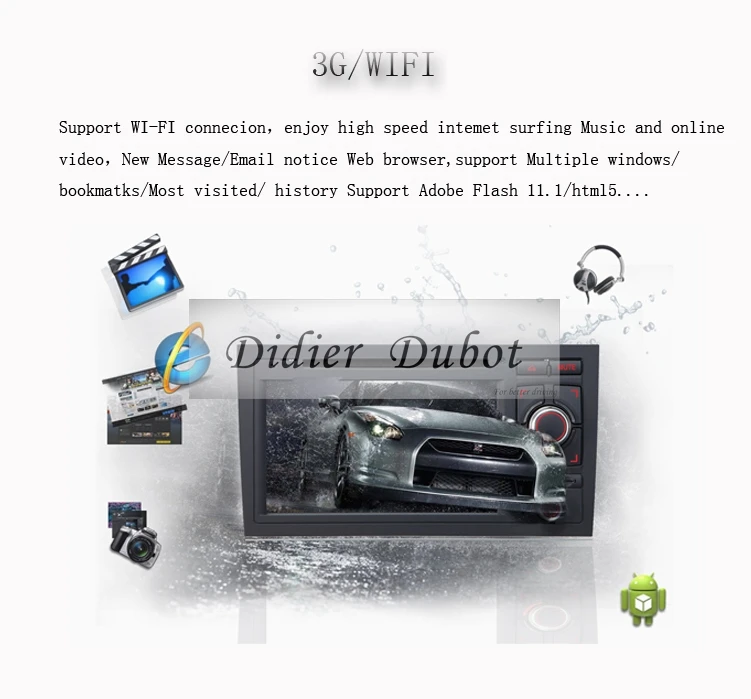 Best Quad Core 2 Din Android 6.0.1 Car Radio GPS Navigation 7" Car Stereo with Bluetooth/RDS/Radio/WIFI/Canbus/Mirrorlink 4