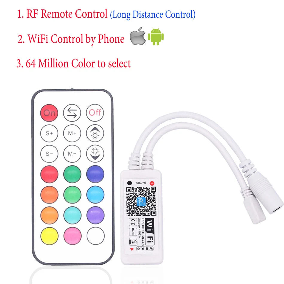 5 м 5050 2835 RGB Светодиодная лента Водонепроницаемая Диодная лента wifi светодиодный пульт дистанционного управления РЧ телефон светильник Диммер музыкальный датчик адаптер