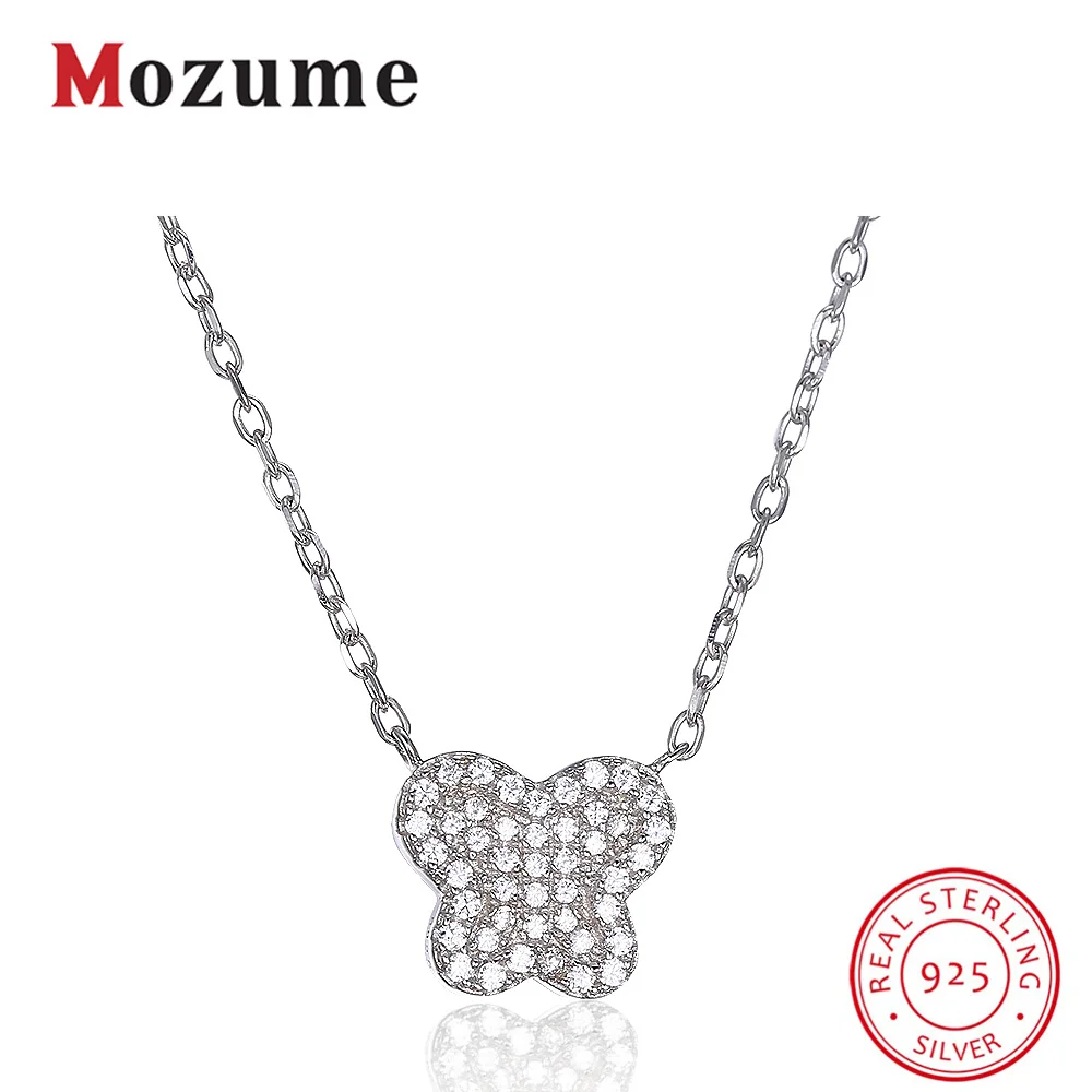 Trendy Cute Butterfly Solid 925 Sterling Silver Necklace Pendants CZ