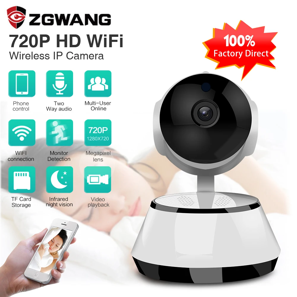 Беспроводная IP камера ZGWANG 720P HD Wi Fi видеонаблюдения наблюдения с ночным видением