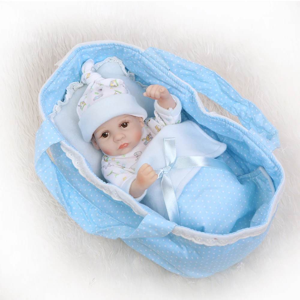 

27cm Mini Baby Reborn Dolls Twins 11 Inches Realistic Newborn Babies Lifelike Full Silicone Vinyl Boy and Girl Sleeping Toys