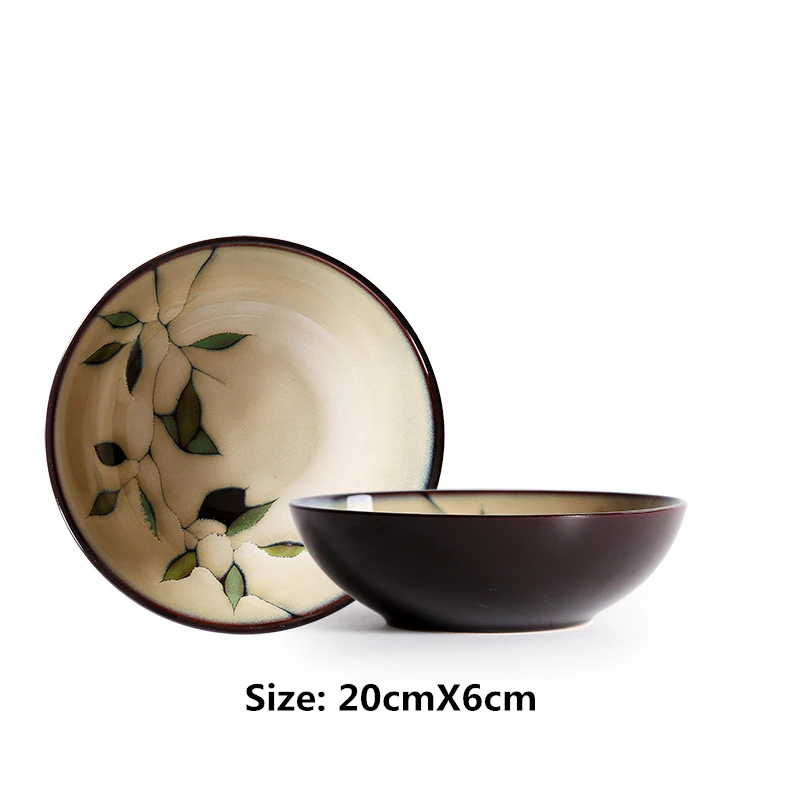 New Japanese and Korean ceramic tableware creative hand-painted plate rice bowl soup bowl noodle bowl salad bowl water cup