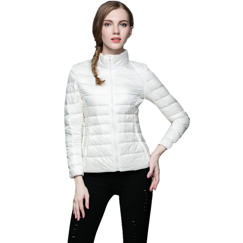  winter Thin and light Women's Long sleeve Down Coats 12 color options Fashion Slim Women Down jacke