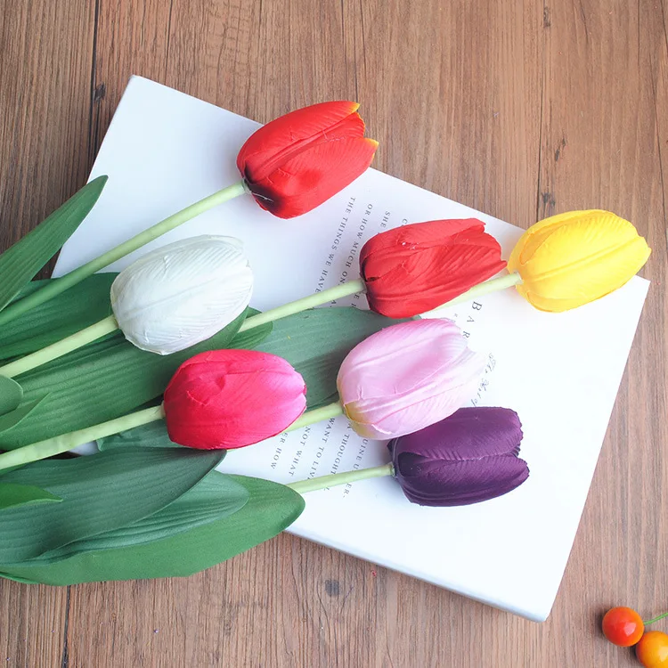 

1pcs Big Size Silk Flower Wedding Bouquet Tulip Artificial flowers Fall Vivid Fake Wedding Flower Bridal Bouquets Decoration