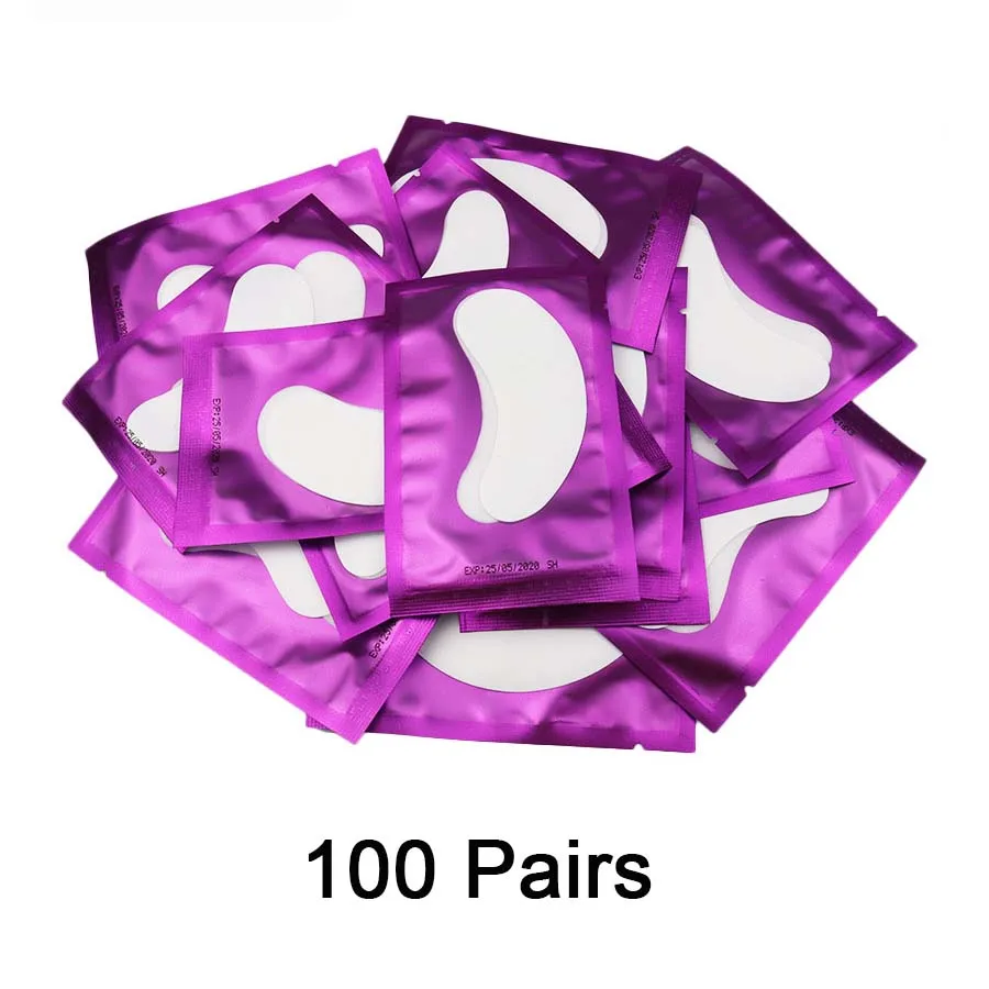 Наращивание ресниц под подушечкой для глаз 50/100 пар привитые накладки для ресниц Профессиональные глазные гель-патчи для наращивания ресниц - Цвет: 100 Pairs Purple