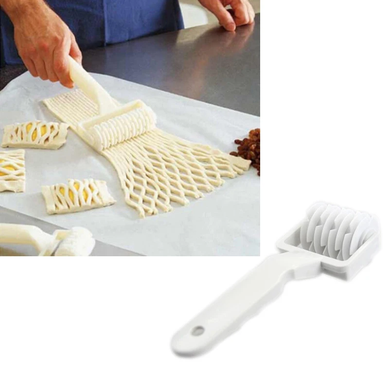 

Plastic Baking Tools Wheel Cutter Hob Biscuits Pizza Pie Cake Tool Mold Pull Net DAG-ship