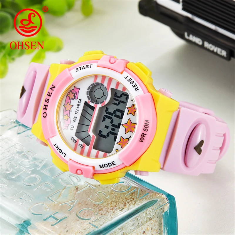 

OHSEN Luxury Watch Children Dress Bracelet Watches Girls Digital Sport LED Electronic Waterproof Wrist Watch New Clock Mechanism