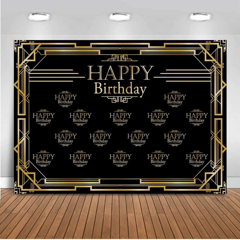 

Newback Happy Birthday Background for Photo Shoot Studio Gatsby Backdrop for Photography Step Repeat Party Decoration Banner